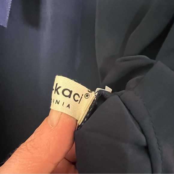 ANNA KACI Navy Drawstring Midi/Maxi Spaghetti Strap Dress w Side Slits Size XL - Picture 5 of 9